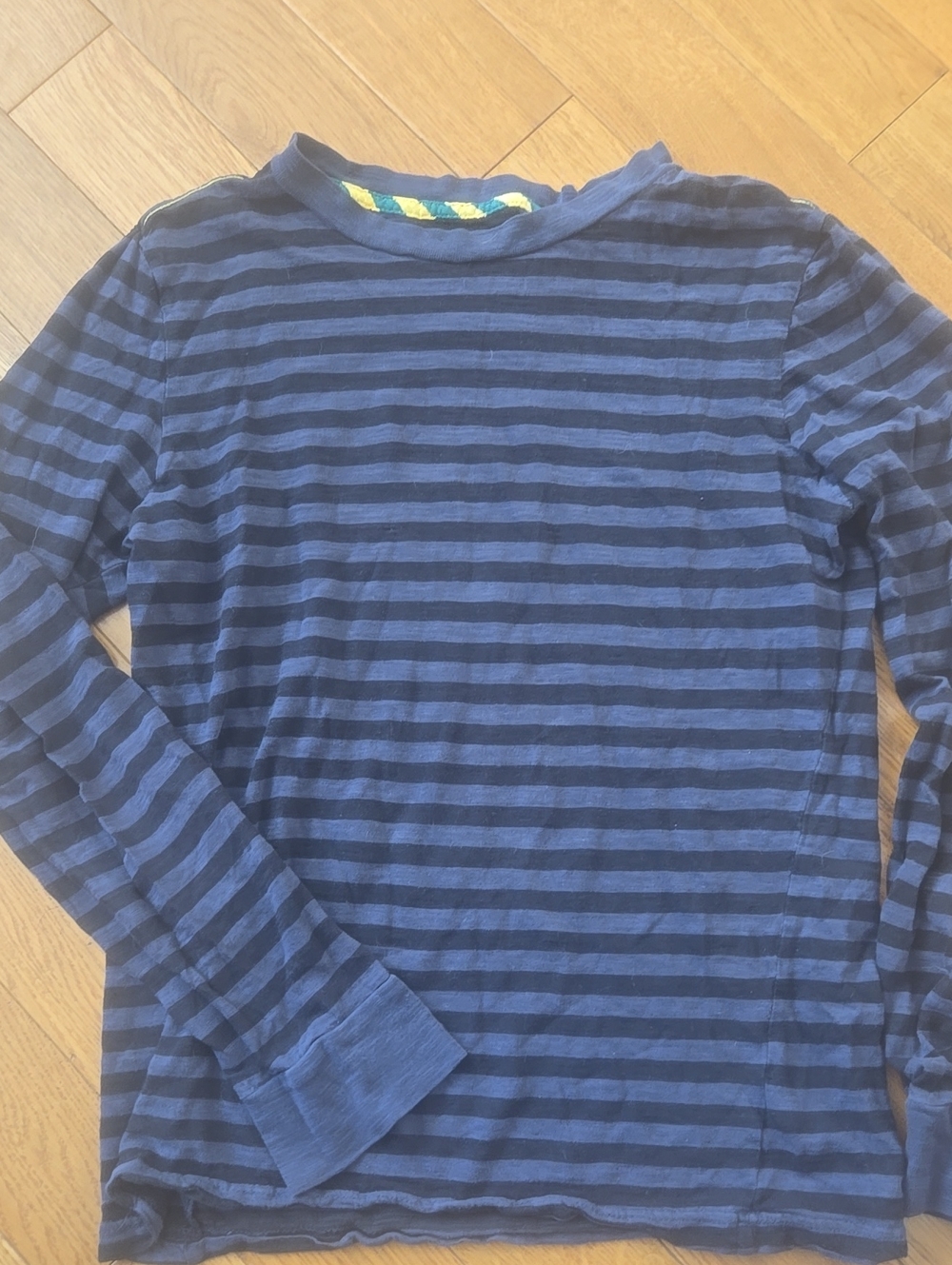Men's Navy Blue Striped Long-Sleeve Shirt